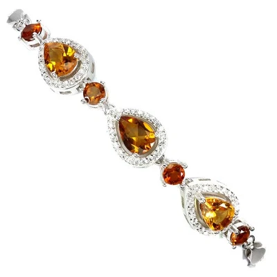 925 Sterling Silver Bracelet Pear Citrine 7x5mm Natural Gemstone Jewelry 7 Inch - Image 1 of 4
