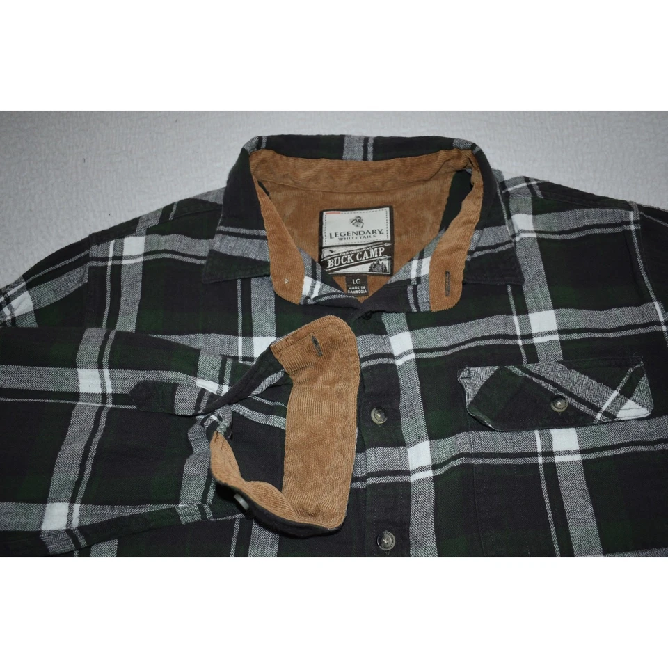 Legendary Whitetails Flannel Buck Camp Shirt Mens Size Large Corduroy Cuffs Neck - Image 1 of 4