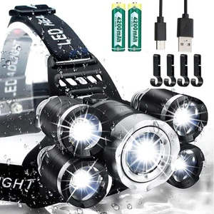 USB Rechargeable Headlamp 12000 Lumen Ultra Bright LED Work Headlight, 4 Mode... - Picture 1 of 8