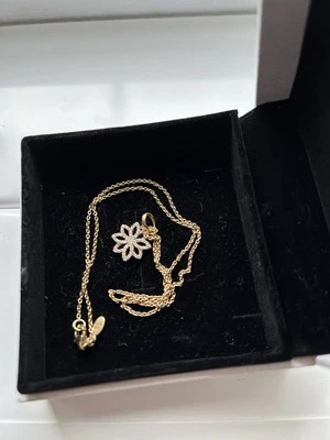 Pandora 14k Oro Amarillo Encaje Botánico Circonita Transparente Colgante Collar 350179CZ Foto 1 de 4