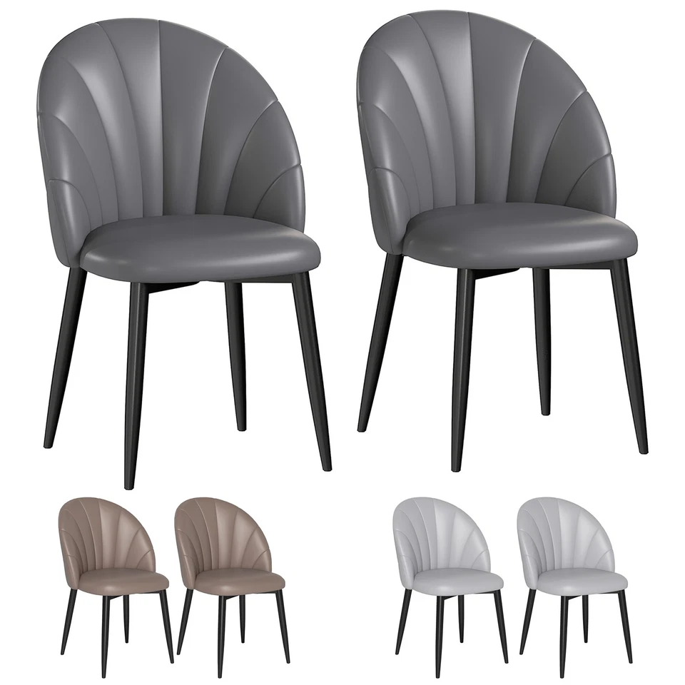HOMCOM Set 2 Sedie da Pranzo con Schienale a Conchiglia in Pelle PU - Immagine 1 di 1