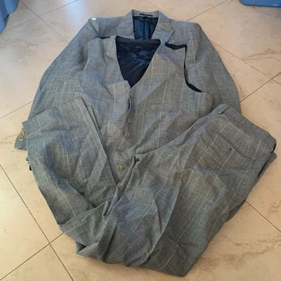 J.Crew Ludlow 3 Piece Suit Mens 41R Jacket 34W Pants Cotton Linen Vest Large - Image 1 of 4