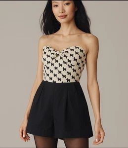 Anthropologie "Scottie Dog Romper", Maeve, Black, Dog Print, Strapless, 6 - Picture 1 of 5