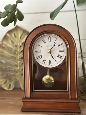 Bulova B7467 Hardwick Wood/Wood Veneer Walnut Analog Clock Walnut | ships free - Image 1 of 4