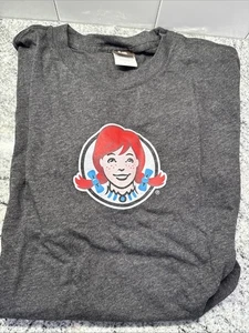 Wendy’s Fast Food Work Shirt L Gray Spicy Chicken Sandwich Fire Burger - Picture 1 of 6