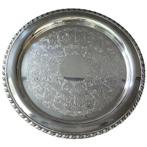 Plato de servir vintage plateado de 12" - WM. A. Rogers - Imagen 1 de 7