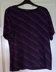 Ladies Berkertex size UK14 purple/black pullover sparkly top in VGC - Picture 1 of 7