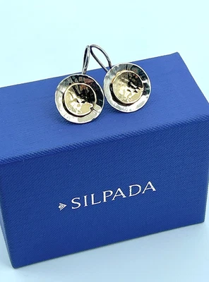 Silpada 925 Sterling Silver + 14K Gold Plate Hammered Double Disk Earrings W1367 - Image 1 of 4