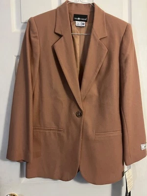 NEW Sag Harbor Camel Tan 100% Wool Lined Blazer Jacket Womens 8 NWT - Image 1 of 4