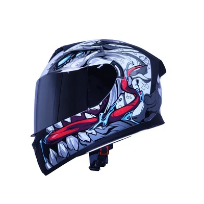 Full Face Motorcycle white Helmets DOT Street Bike Racing with tinted Visor - Image 1 of 4