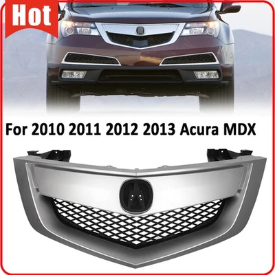 Parrilla de malla delantera superior plateada + negra apta para Acura MDX 2010 2011 2012 2013 Foto 1 de 4