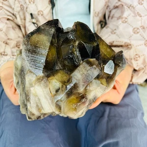 4.07LB Natural tea black crystal quartz cluster mineral restoration 1850g - Picture 1 of 13