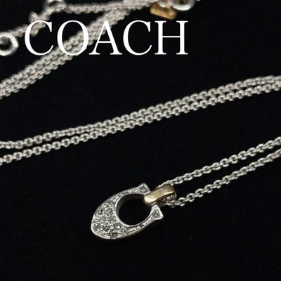 Auténtico collar de plata con pedrería COACH Signature Foto 1 de 4
