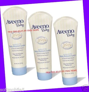3 Aveeno Baby Fragrance Free DAILY MOISTURE LOTION 24 Hour Moisturizing - Picture 1 of 3
