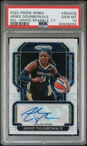 Panini Prizm WNBA 2022 White Sparkle automático Arike Ogunbowale/1 PSA 10 1 de 1 uno de - Imagen 1 de 2