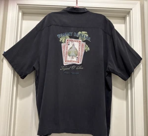 Tommy Bahama Tropical O' Aces Silk Hawaiian Shirt SZ 3XL Embroidered Button Up - Picture 1 of 18