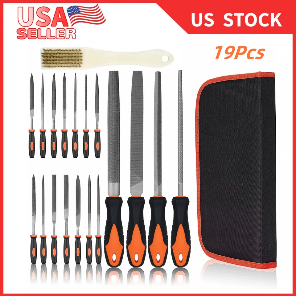19Pcs File Set, Hand Metal File Drop Forged Alloy Steel File Set with Carry Case - Image 1 of 4