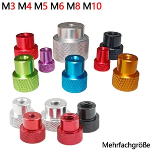 Aluminium Knurred Daumen Muttern M3~M10 Hand Griff Knopf Blindloch Muttern Farbe - Picture 1 of 35