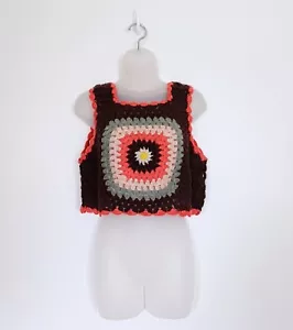 Urban Outfitters Knitted Tank Top Size S Brown Sleeveless Jumper Retro New - Picture 1 of 19