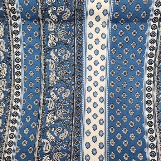 Tela de moda cepillada ITY borde rayas azul cachemira/blanco 60" por yarda Foto 1 de 1