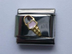 SILVER ICE CREAM CONE ITALIAN CHARM fits all 9mm classic Italian bracelet P5 - Picture 1 of 1