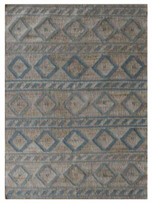 Alfombra de yute Kilim tejida a mano contemporánea marrón claro azul claro BBH BBJ00088 Foto 1 de 4
