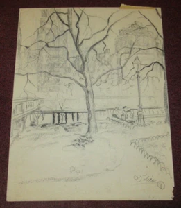 Vintage Leon Dolice New York Cityscape Drawing NYC Signed - Picture 1 of 7