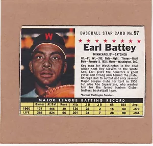 1961 Post #97 Earl Battey Minnesota Twins...Hand Cut...Crease Free...EX+...LOOK - Picture 1 of 2