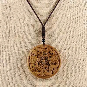6CM Dragon Statue Carved Wooden Figurine Wood Carving Car Pendants Dragon - Picture 1 of 9