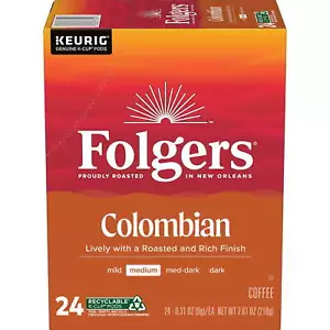 Folgers Colombian Coffee, Medium Roast, Keurig K Cup Brewers, 24 Count Box - Picture 1 of 11