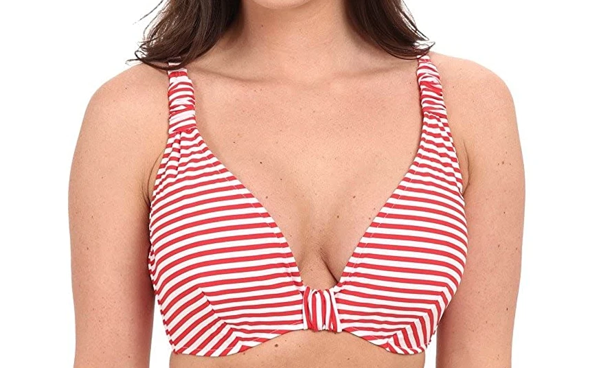 Seafolly Red & White Stripe F Cup Halter Swim Top Women's US Size 6/Aus 10 71142
