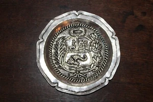 Vintage Antique Coin Silver Plate Armorial Dish Vide-Poche Tray - Picture 1 of 14