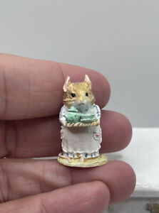 Vintage Artisan JB Metal Hand Painted Lady Mouse Dollhouse Miniature 1:12