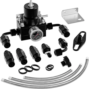 Kit De Regulador De Presion De Combustible Ajustable Universal De Aluminio Con - Picture 1 of 12