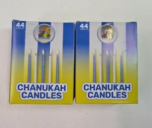 2 Packungen Chanukka-Kerzen: 88 insgesamt/44 blau & 44 weiß/premium hochwertiges Wachs. - Bild 1 von 8