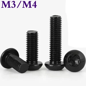 M3 M4 Grade 10.9 Button Head Star Torx Security Machine Screws Bolts Black Oxide - Picture 1 of 12