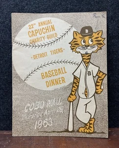 1963 Detroit Tigers Capuchin Charity Baseball Dinner Program 19x Autos Kaline - Picture 1 of 19