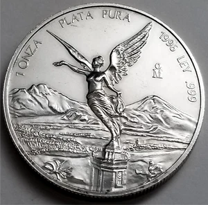 Mexico Liberty 1996, 1 Oz .999 Fine Silver Coin, Oz Libertad Plata .999 KEY-DATE - Picture 1 of 4