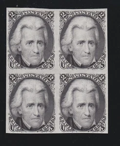 US 73P3 2c Jackson Plate Proof Block 4 India Paper VF-XF appr NGAI NH SCV $750 - Picture 1 of 2