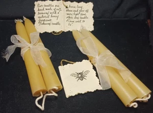 6 Candles 100% BEESWAX ( BEES WAX ) 9'' TAPER HANDMADE Burning Time up 7 hours - Picture 1 of 5
