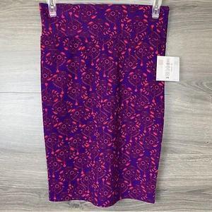 Falda Lularoe Cassie Nueva Para Mujer Talla Mediana Púrpura Brillante Rojo Flores Floral - Imagen 1 de 6