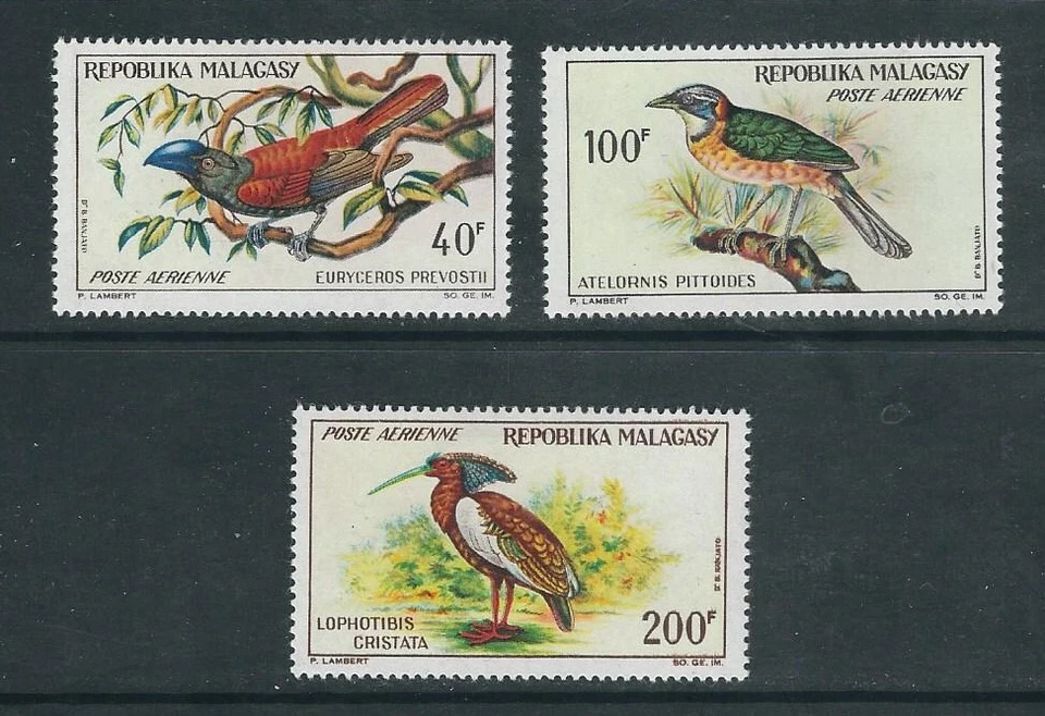 MADAGASCAR 1963 BIRD THEME lovely set complete (Scott C12-C14) VF MLH fresh - Image 1 of 1