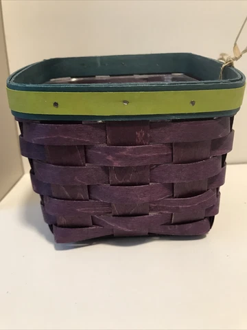 Longaberger basket tapered trinkets Purple 6”x 6” X 5” Cover