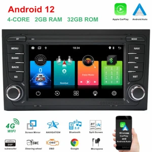 Radio estéreo de coche Android 12 unidad principal navegación por satélite CarPlay para Audi A4 B6 B7 S4 RS4 - Imagen 1 de 16