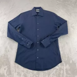 Suitsupply Dress Shirt Men 15-38 Navy Blue Slim Fit Traveller Business Office - Picture 1 of 15