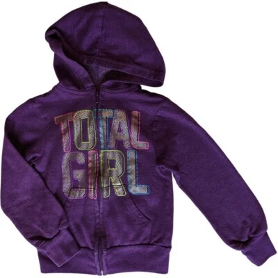 Sudadera con Capucha Total Girl Serigrafiada Cremallera Frontal Usada en Excelente Condición, Talla XS (4-5) Foto 1 de 4