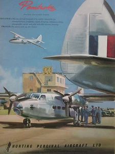 8/1956 PUB HUNTING PERCIVAL AIRCRAFT PEMBROKE AVION FLUGZEUG ORIGINAL AD - Imagen 1 de 1
