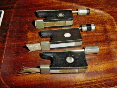 THREE VINTAGE  EBONY VIOLIN BOW FROGS FOR VIOLIN BOW BUILDING - Image 1 of 4