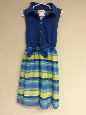 Vestido de festa Ashley Ann primavera verão azul sem mangas tamanho 7 meninas - Imagem 1 de 4