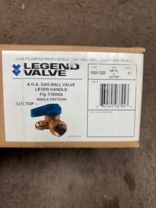 10 PC. LEGEND VALVE T-3000A 3/8"  FL  X  1/2" FIP AGA GAS BALL VALVE BLUE HANDLE - Picture 1 of 2
